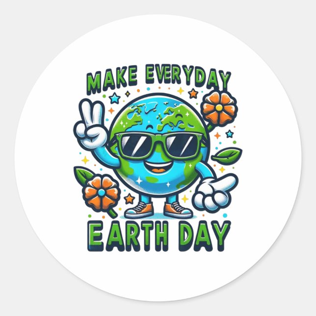 Make Everyday Earth Day Environmental Love Student Classic Round Sticker (Front)