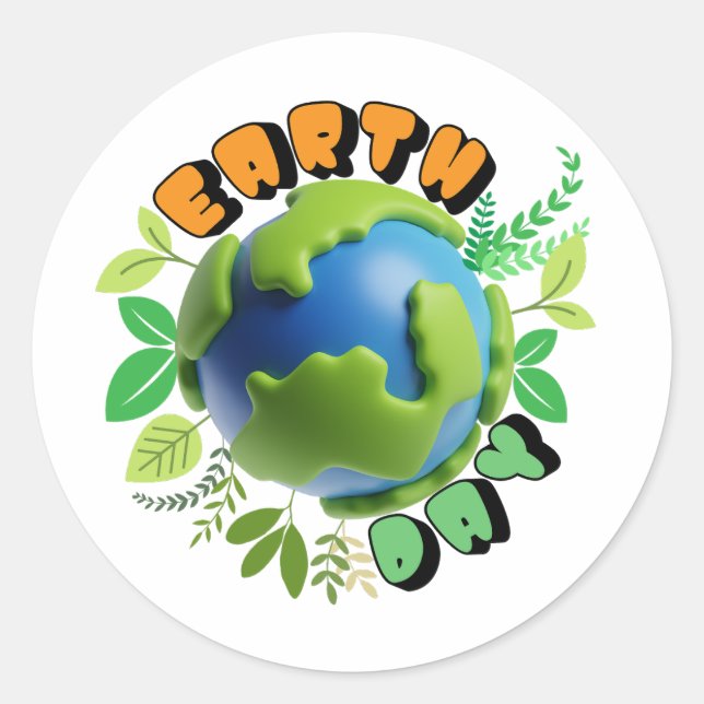 Make Everyday Happy Earth Day  Classic Round Sticker (Front)