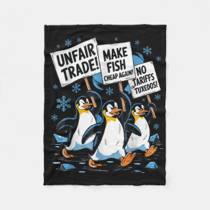 Make Fish Cheap Again! Funny Resist Penguin Fleece Blanket