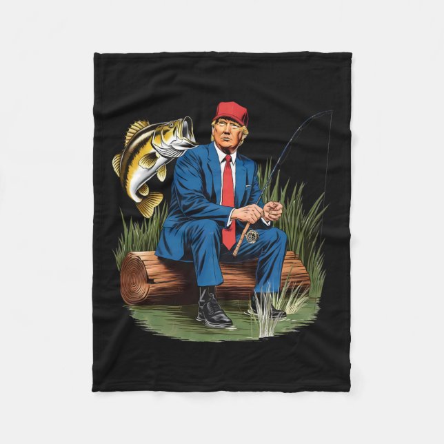 Make Fishing Great Again Funny Byb Fishing Humour  Fleece Blanket (Front)