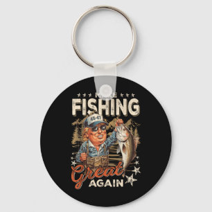 Make Fishing Great Again Usa Flag Vintage Funny Key Ring