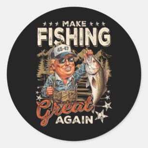 Make Fishing Great Again Usa Flag Vintage Funny Tr Classic Round Sticker