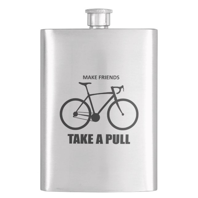 Make Friends Take A Pull Cycling Hip Flask (Front)