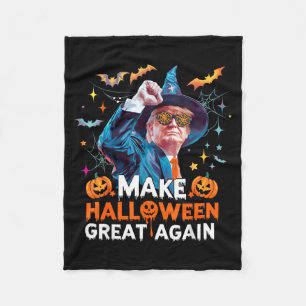 Make Halloween Great Again Funny Halloween 2024 Fleece Blanket