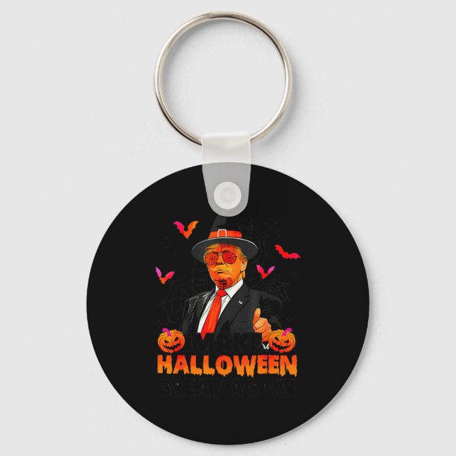 Make Halloween Great Again Funny Trump Soky Trick  Key Ring (Front)