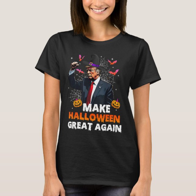Make Halloween Great Again Funny Trump Spooky Seas T-Shirt (Front)