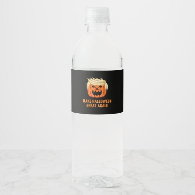 Make Halloween Great Again Funny Trumpkin Classic  Water Bottle Label (Front)