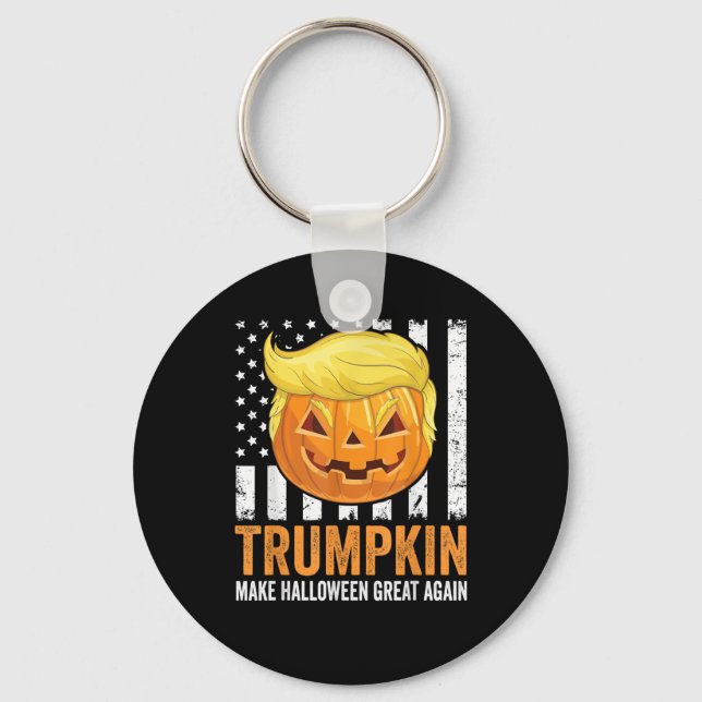 Make Halloween Great Again Trumpkin Funny Hair Pum Key Ring (Front)