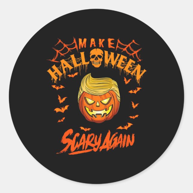 Make Halloween Scary Again Funny Trump 1  Classic Round Sticker (Front)