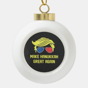 Make Hanukkah Great Again Trump Jewish  Ceramic Ball Christmas Ornament