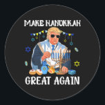 Make Hanukkah Great Again Trump Jewish Ugly Chanuk Classic Round Sticker<br><div class="desc">Make Hanukkah Great Again Trump Jewish Ugly Chanukah Sweater 2</div>