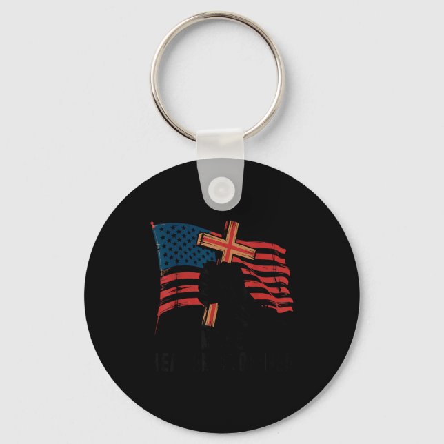 Make Heaven Crowded Christian Patriotic Cross Amer Key Ring (Front)