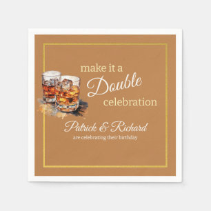 Make it a Double Celebration Brown Whiskey Glass Napkin