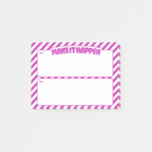 Make It Happen AM/PM Sticky Notes – Pink Stripes