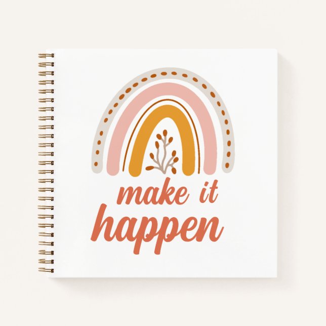 Make it happen, boho Goals and Dreams Journal  (Front)