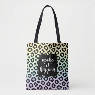 Make It Happen Pastel Leopard Print Tote Bag