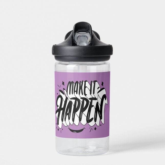 Make it Happen School Custom Name Smile  Water Bottle (Front)