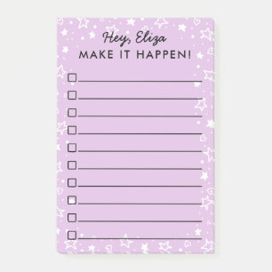 Make It Happen Star & Heart Doodles To Do List Post-it Notes