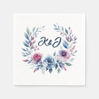 Make it Pink and Blue Floral Wreath Napkins