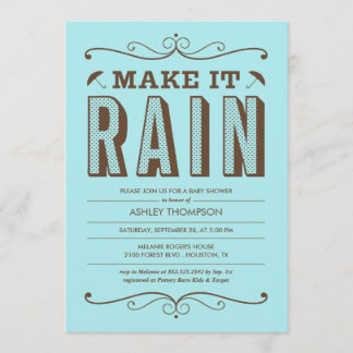 Make it Rain Blue Baby Shower Invitations