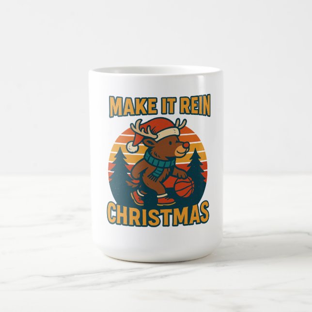 Make it Rein - Retro 80s Reindeer Christmas Design Coffee Mug (Center)