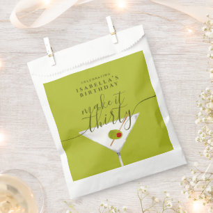 Make It Thirty Dirty Martini 30th Birthday Green  Favour Bags