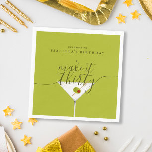 Make It Thirty Green Martini 30th Birthday Party Napkin