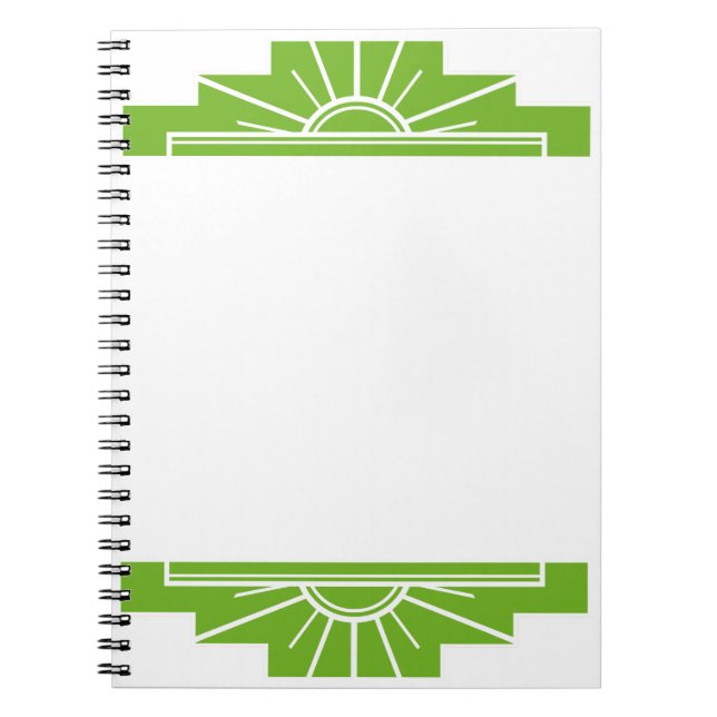 Make it YOUR own - Art Deco Sunburst: White & Lime Notebook (Front)