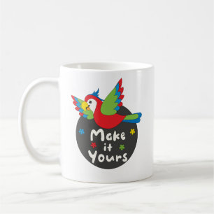 Make it yours Kawaii funny colourful parrot flying Coffee Mug