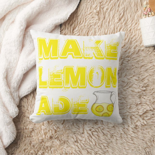 Make Lemonade Yellow Lemon Ade Pitcher Citrus Cushion (Blanket)