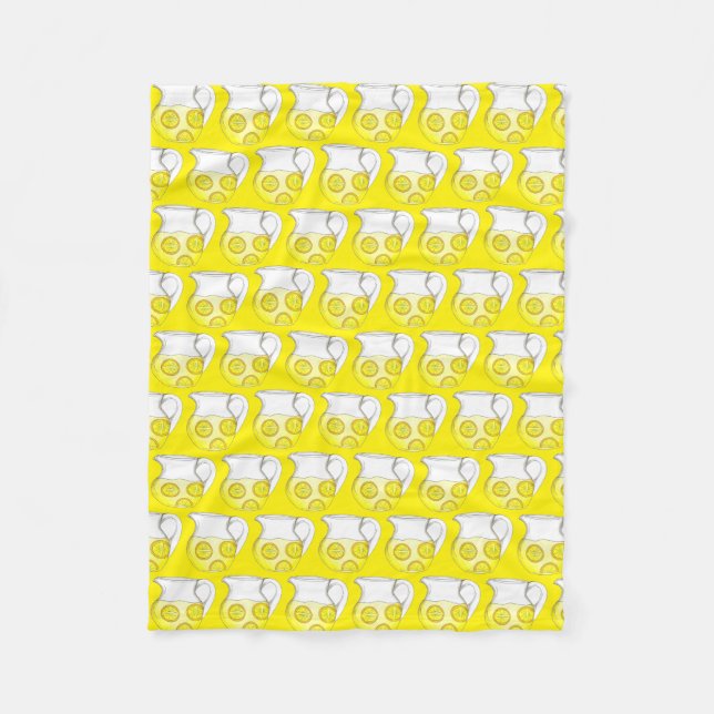 Make Lemonade Yellow Lemon Ade Pitcher Citrus Fleece Blanket (Front)