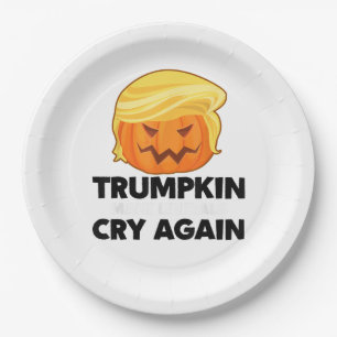 Make Liberals Cry Again Trumpkin Halloween Paper Plate