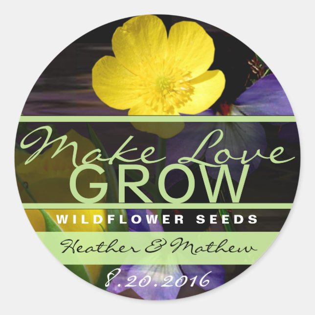 Make Love Grow Sunflower Stickers (Front)