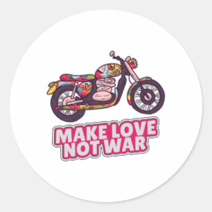 Make love not war classic round sticker