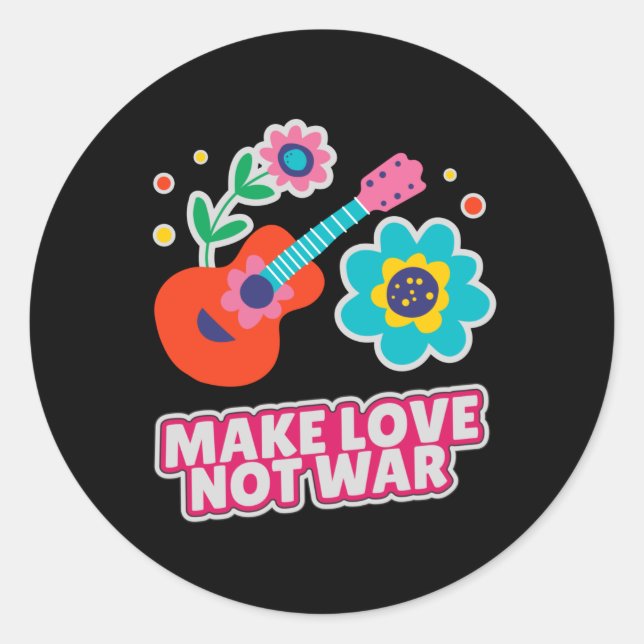 Make love not war classic round sticker (Front)