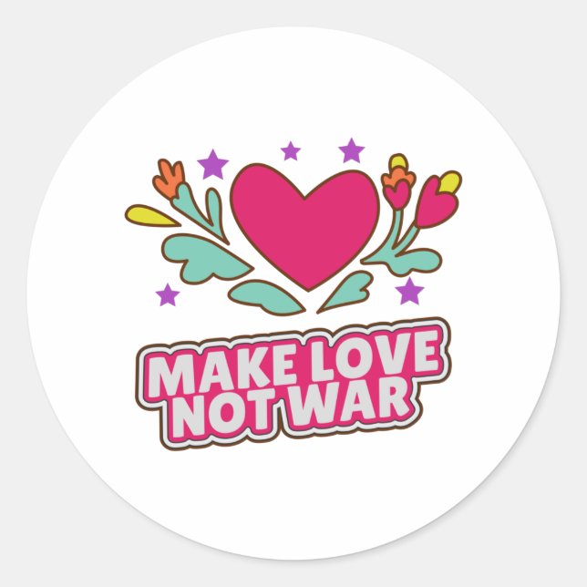Make love not war classic round sticker (Front)