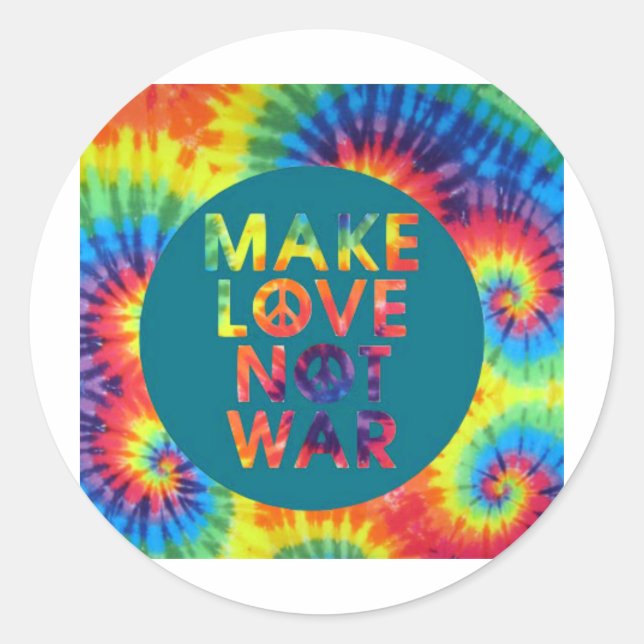 make love not war classic round sticker (Front)
