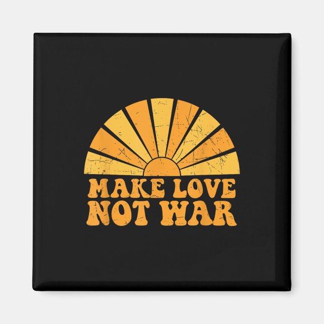 Make Love Not War Peace Sunshine Groovy Retro Vint Magnet (Front)