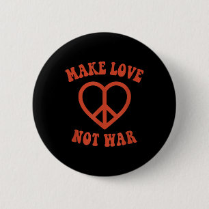Make Love Not War Retro Hippie Peace Sign 6 Cm Round Badge
