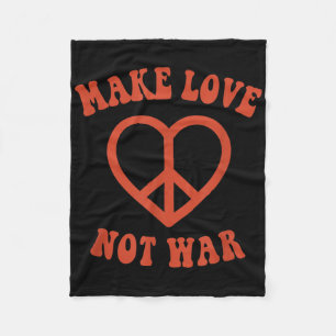 Make Love Not War Retro Hippie Peace Sign Fleece Blanket