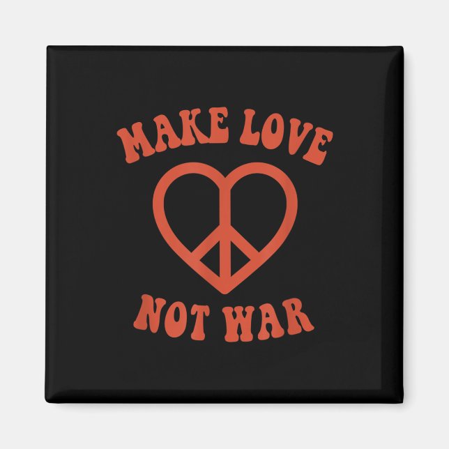 Make Love Not War Retro Hippie Peace Sign  Magnet (Front)