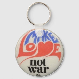 Make Love Not War Retro Peace Symbol Key Ring