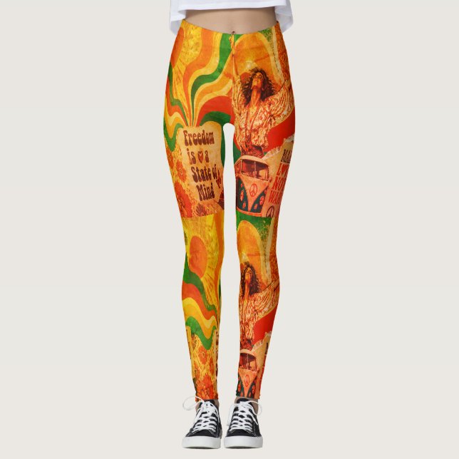 Make Love Not War Retro Sayings Cute Tight Fitting Leggings (Front)