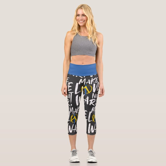Make Love Not War Support Ukraine Capri Leggings (Front)