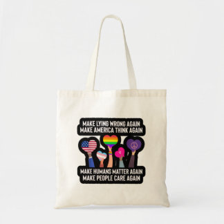 make lying wrong again tote bag