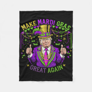 Make Mardi Gras Great Again Fun Mardi Gras Men Wom Fleece Blanket