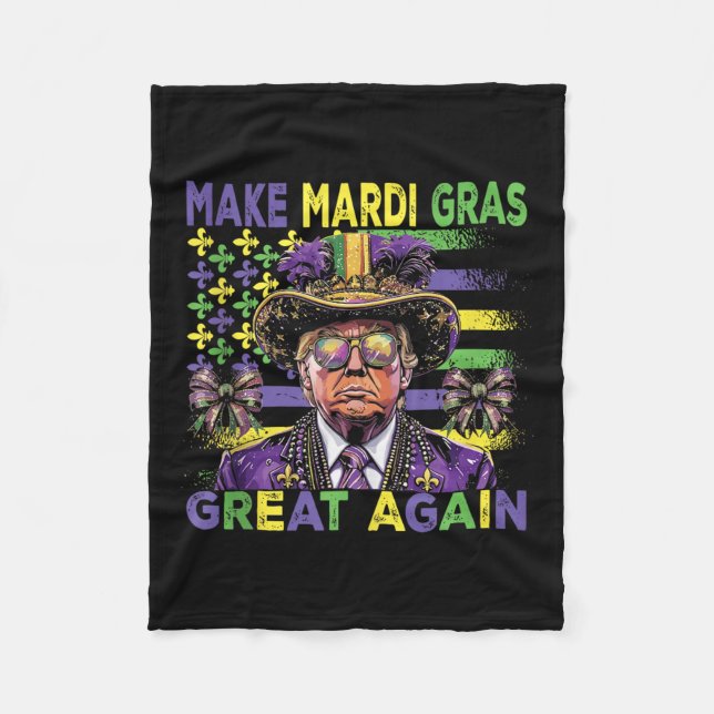 Make Mardi Gras Great Again Fun Trump Mardi Gras M Fleece Blanket (Front)
