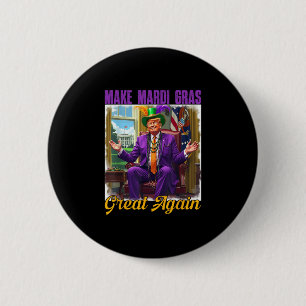 Make Mardi Gras Great Again Trump Beads Mask Feath 6 Cm Round Badge
