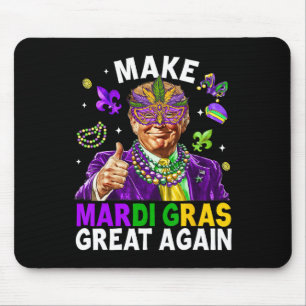 Make Mardi Gras Great Again Trump Beads Mask Feath Mouse Pad