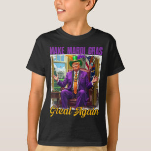 Make Mardi Gras Great Again Trump Beads Mask Feath T-Shirt